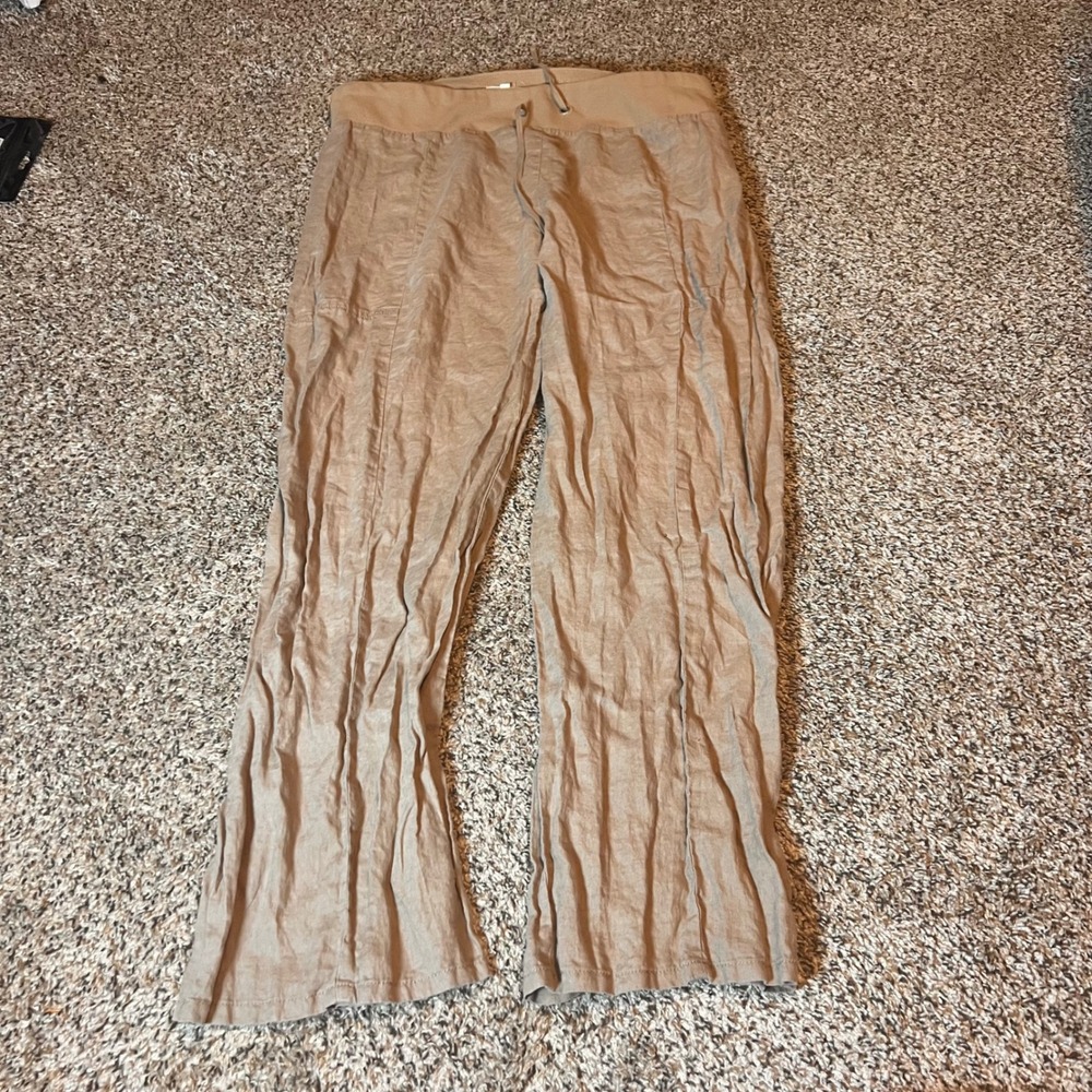 Eileen Fisher Linen Blend Lounge Pants Drawstring Waist Relaxed Fit Women's